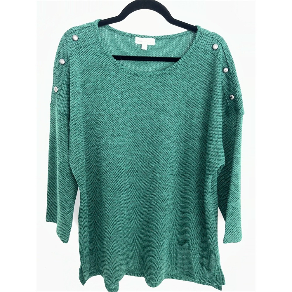 Daisy + Coco XL Women's 3/4 Sleeve Lightweight Pull Over Green Knit Top‎